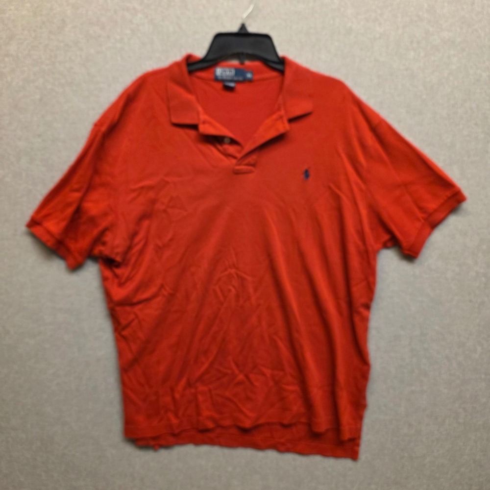 Polo Ralph Lauren Mens XL Red Cotton Mesh Polo Blue Pony Preppy Old Money